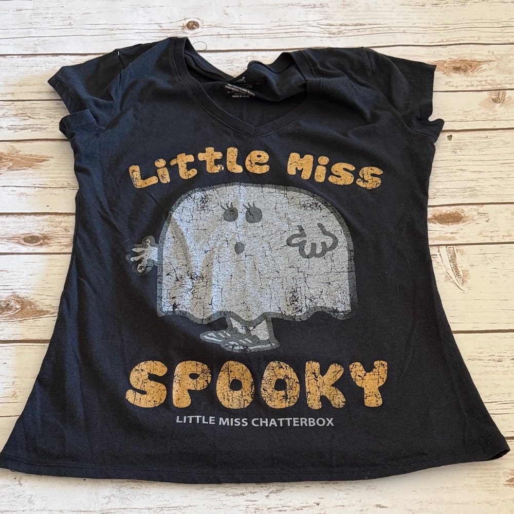 Black Graphic T-Shirt with Orange and Gray Design